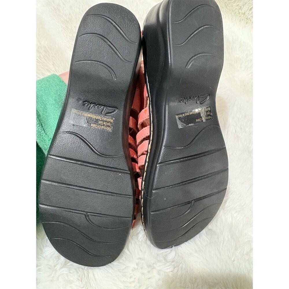 Clarks Women's Slingback Strappy Sandals Dark Pink Size 8M Comfort Footbed - Picture 7 of 8